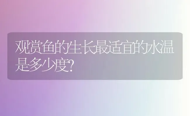 观赏鱼的生长最适宜的水温是多少度？ | 鱼类宠物