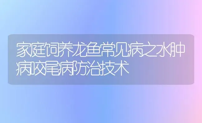 家庭饲养龙鱼常见病之水肿病咬尾病防治技术 | 宠物病虫害防治