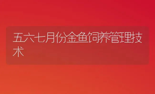 五六七月份金鱼饲养管理技术 | 鱼类宠物