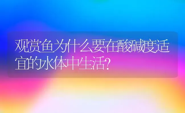 观赏鱼为什么要在酸碱度适宜的水体中生活？ | 鱼类宠物