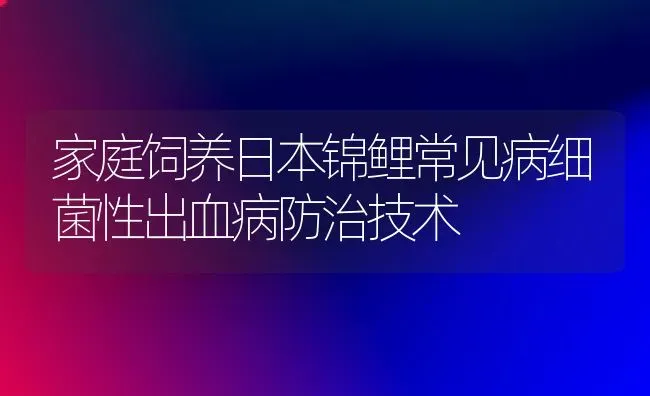 家庭饲养日本锦鲤常见病细菌性出血病防治技术 | 宠物病虫害防治