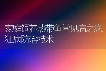 家庭饲养热带鱼常见病之疯狂病防治技术