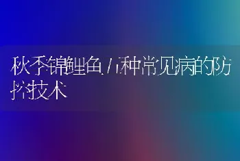 秋季锦鲤鱼五种常见病的防控技术